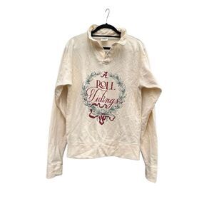 Comfort Wash Women's Alabama Roll Tidings V-Neck Sweater in Cream Size Small